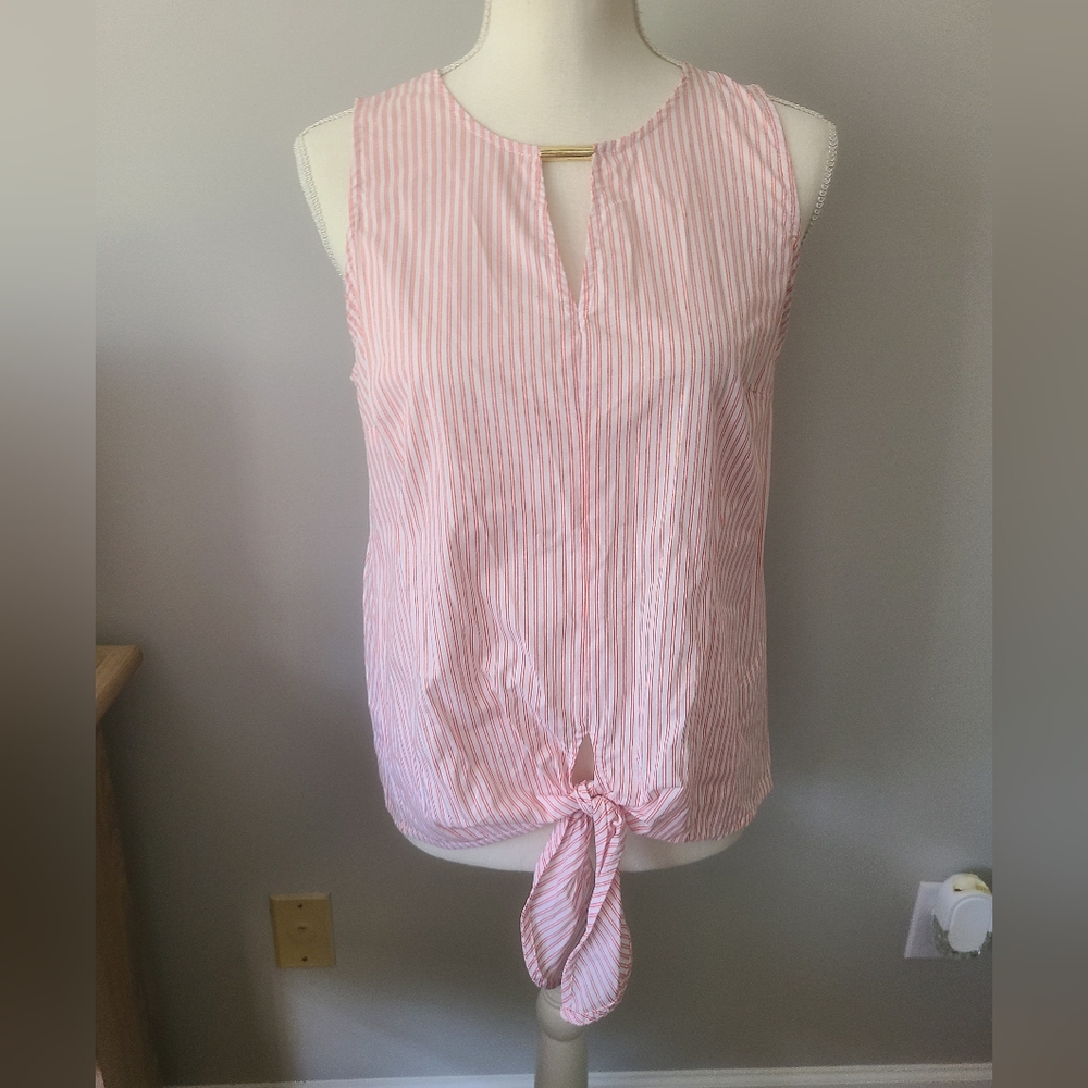 NWT Michael Kors white and dark clementine sleeveless top size small